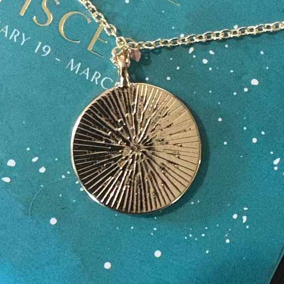 Star Sign Pendant Necklace, Teal, Pisces Design - Picture 3 of 8